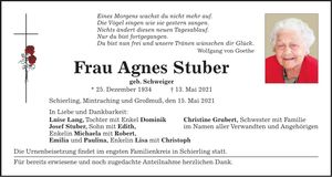 Traueranzeige Agnes Stuber