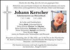 Traueranzeige Johann Kerscher