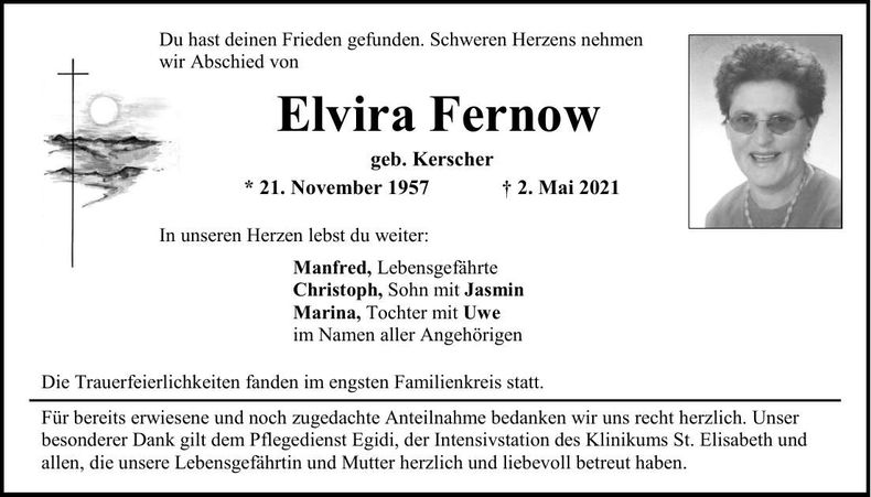 Traueranzeige Elvira Fernow