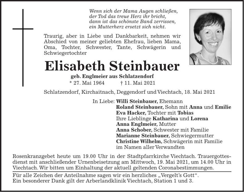 Traueranzeige Elisabeth Steinbauer