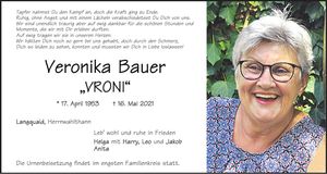 Traueranzeige Veronika Bauer