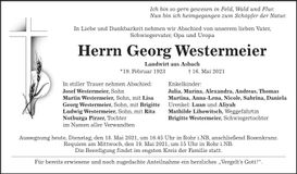 Traueranzeige Georg Westermeier