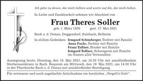 Traueranzeige Theres Soller