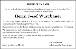 Traueranzeige Josef Würzbauer
