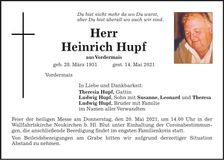 Traueranzeige Heinrich Hupf