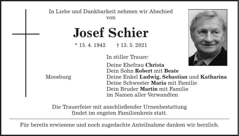 Traueranzeige Josef Schier