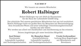 Traueranzeige Robert Halbinger