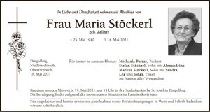 Traueranzeige Maria Stöckerl