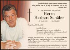 Traueranzeige Herbert Schäfer