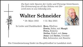 Traueranzeige Walter Schneider