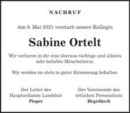 Traueranzeige Sabine Ortelt