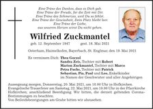 Traueranzeige Wilfried Zuckmantel