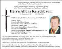 Traueranzeige Alfons Kerschbaum