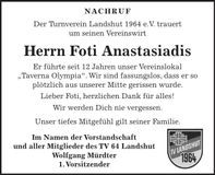 Traueranzeige Foti Anastasiadis