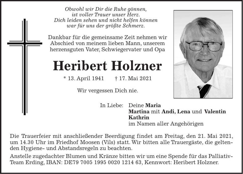 Traueranzeige Heribert Holzner