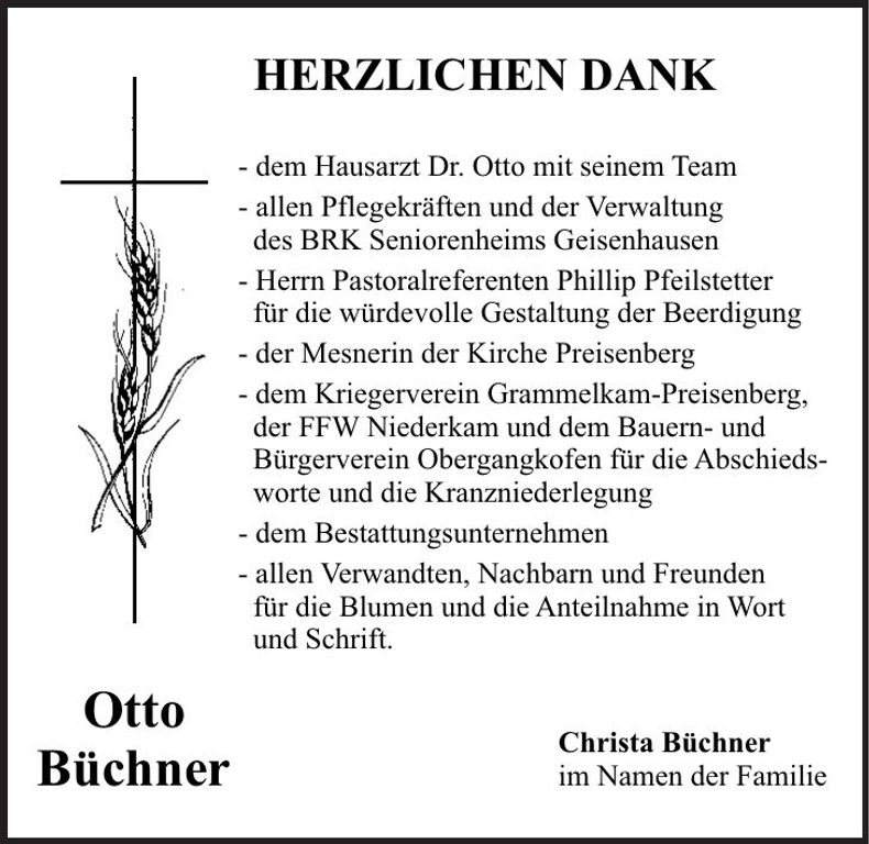 Traueranzeige Otto Büchner