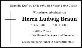 Traueranzeige Ludwig Braun
