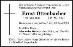 Traueranzeige Ernst Ottenbacher