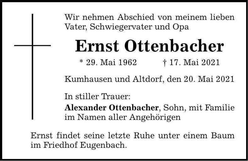 Traueranzeige Ernst Ottenbacher