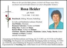 Traueranzeige Rosa Heider