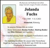 Traueranzeige Jolanda Fuchs