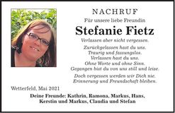 Traueranzeige Stefanie Fietz