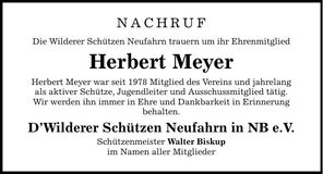 Traueranzeige Herbert Meyer
