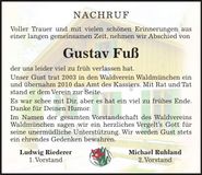 Traueranzeige Gustav Fuß