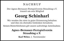 Traueranzeige Georg Schinharl