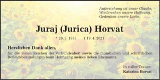 Traueranzeige Juraj (Jurica) Horvat