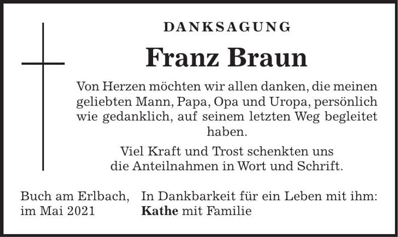Traueranzeige Franz Braun