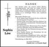 Traueranzeige Sophia Löw