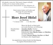 Traueranzeige Josef Hölzl