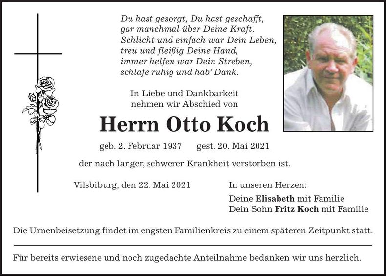 Traueranzeige Otto Koch