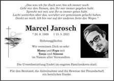 Traueranzeige Marcel Jarosch