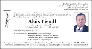 Traueranzeige Alois Piendl