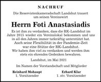 Traueranzeige Foti Anastasiadis