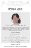 Traueranzeige Bärbel Greif