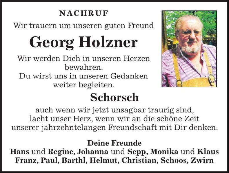 Traueranzeige Georg Holzner