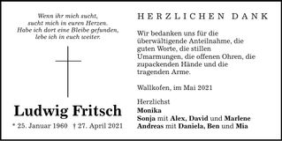 Traueranzeige Ludwig Fritsch