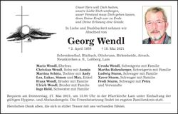Traueranzeige Georg Wendl
