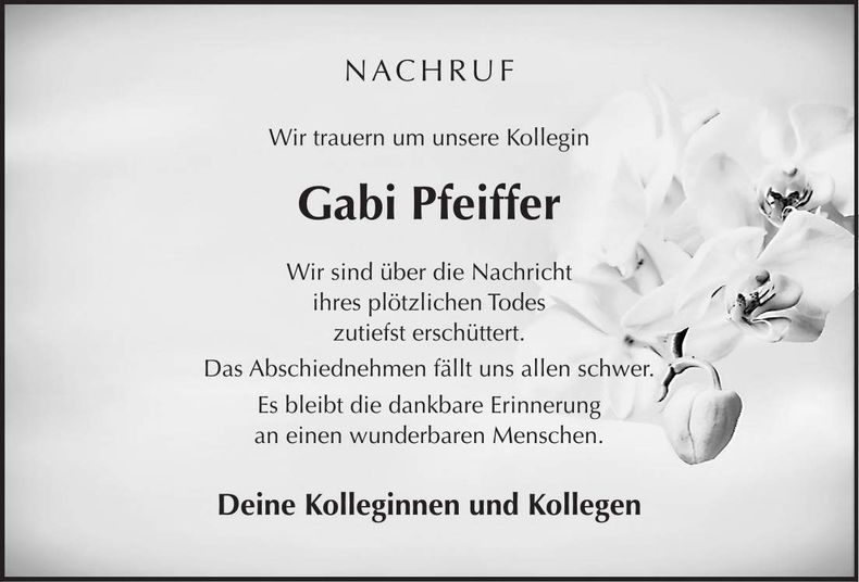 Traueranzeige Gabi Pfeiffer