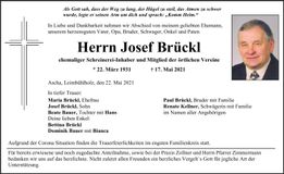 Traueranzeige Josef Brückl