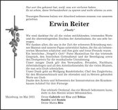 Traueranzeige Erwin Reiter