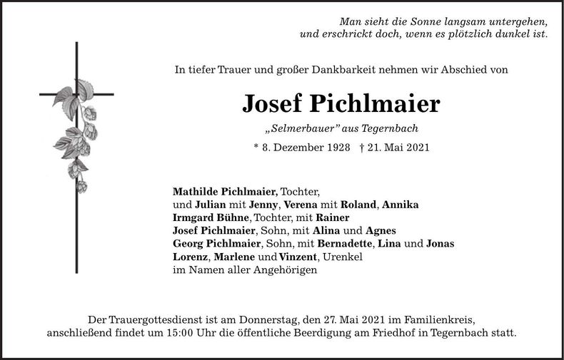 Traueranzeige Josef Pichlmaier