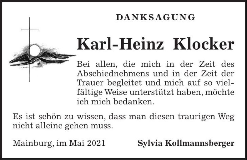 Traueranzeige Karl-Heinz Klocker