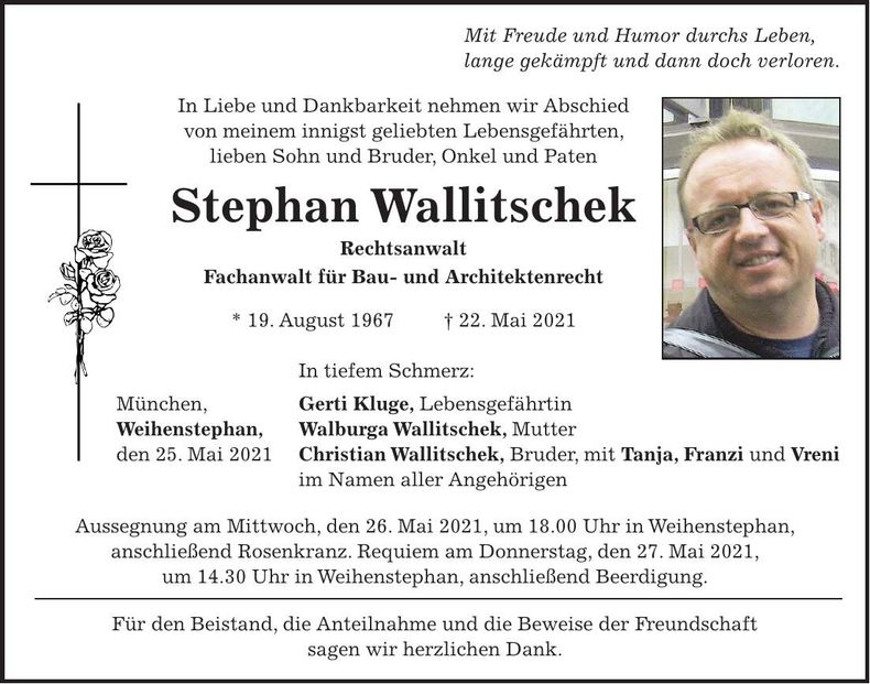 Traueranzeige Stephan Wallitschek