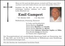 Traueranzeige Emil Gampert