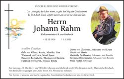 Traueranzeige Johann Rahm