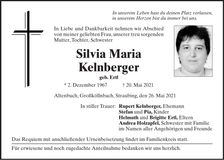 Traueranzeige Silvia Kelnberger